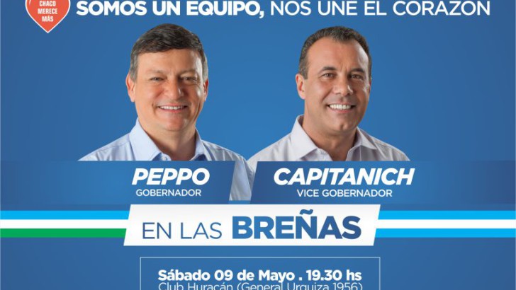 Peppo y Capitanich presentarán la fórmula en Las Breñas
