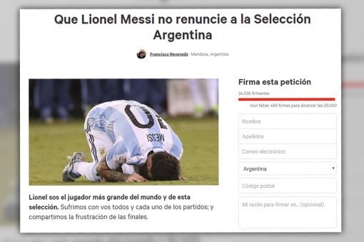 Los hinchas juntan firmas en la web para que Messi siga en el seleccionado nacional