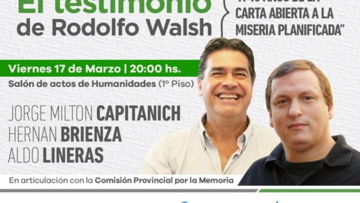 Capitanich y Brienza participarán de una charla debate  sobre Rodolfo Walsh