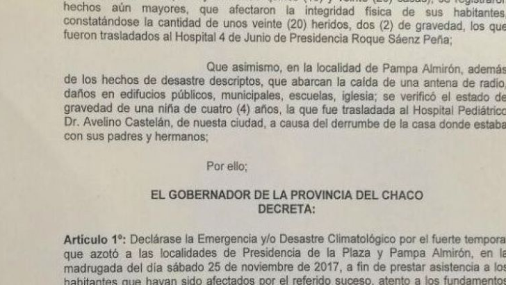 Temporal: Peppo declaró emergencia para Plaza y Pampa Almirón