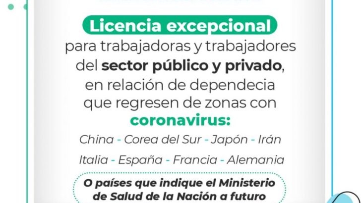 Coronavirus: Chaco adhiere a la licencia excepcional otorgada por Nación