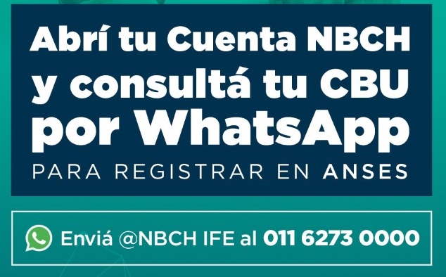 El NBCh habilitó una línea de WhatsApp para abrir cuentas y consultar CBU