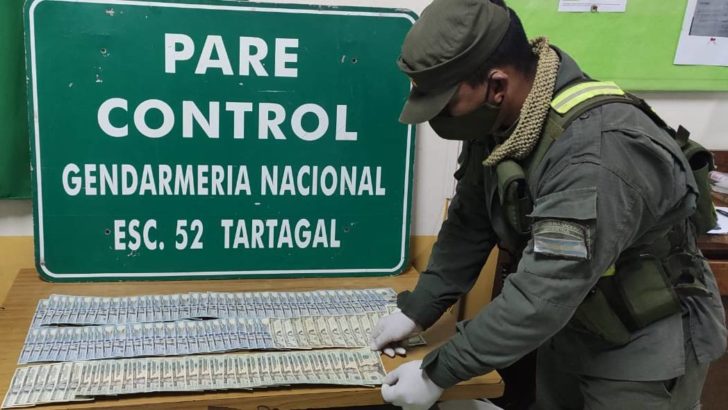 Gendarmería decomisó 2.180.000 de pesos y 9.000 dólares