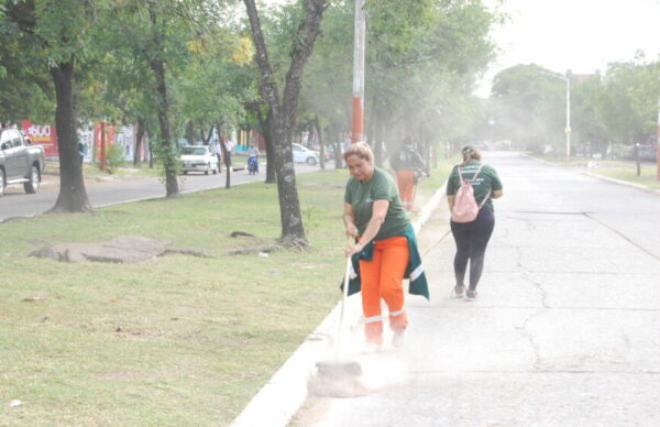 El Municipio capitalino desarrolló un fuerte operativo de limpieza y saneamiento a lo largo de la avenida Hernandarias