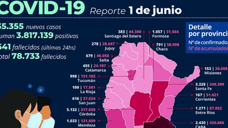Covid 19: de los 35.355 nuevos contagios reportados en las últimas 24 horas, 791 son de Chaco