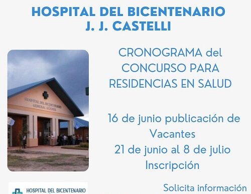 Juan Jose Castelli: Nación aprobó la incorporación del Hospital del Bicentenario, como sede de nuevas Residencias Medicas 2021
