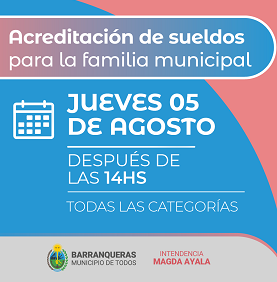 Barranqueras: Municipio acreditó los sueldos de la familia municipal