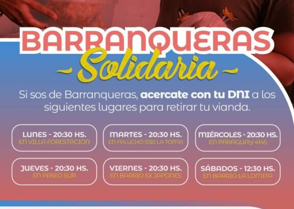 Barranqueras solidaria: entrega de viandas a los vecinos