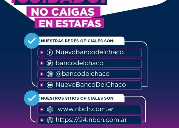 El Nuevo Banco del Chaco recuerda sus canales oficiales para evitar estafas y engaños