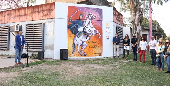 Resistencia: Gustavo Martínez y el Rotary Club Norte descubrieron un mural en homenaje a San Martín