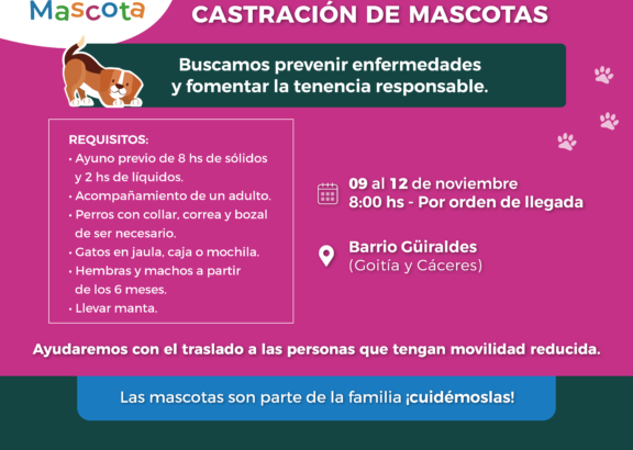 Resistencia continúa con la campaña gratuita de castración de mascotas este martes en el barrio Güiraldes