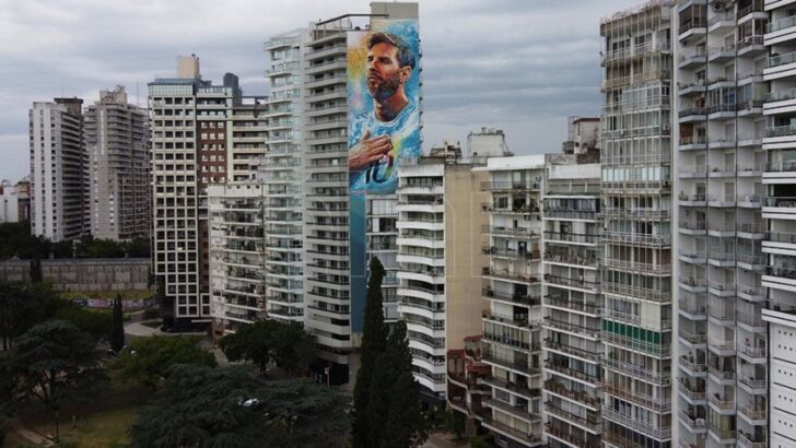 Inauguran el mayor mural en homenaje a Messi en Rosario
