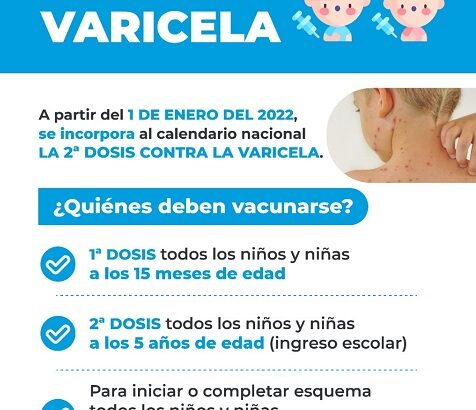 Calendario Nacional de Vacunación: Chaco incorporó la segunda dosis contra la varicela zoster para niños de 5 años