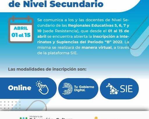 Junta de Clasificación de Nivel Secundario informa fecha de inscripción de interinatos y suplencias 2022