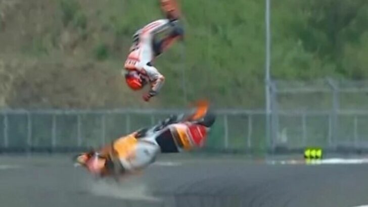 Marc Márquez voló en el MotoGP, pero por el aire