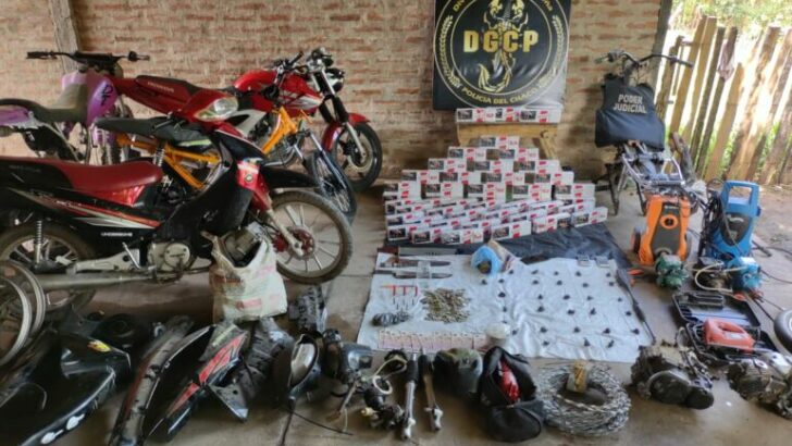 Sáenz Peña: fueron a allanar un búnker de drogas y desbaratan un desarmadero de motocicletas