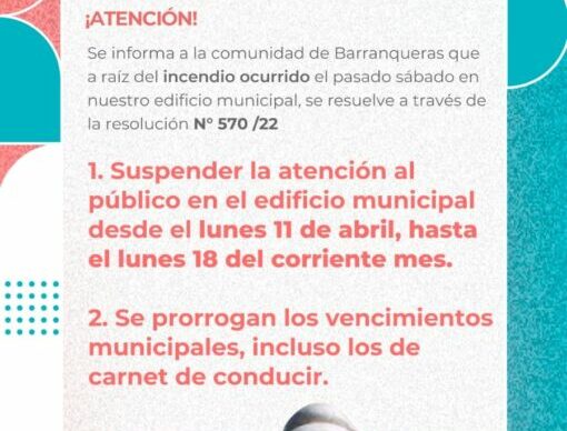 El municipio de Barranqueras suspende la atención al público por una semana 5