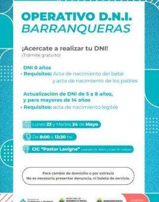 Operativo gratuito de DNI  en Barranqueras