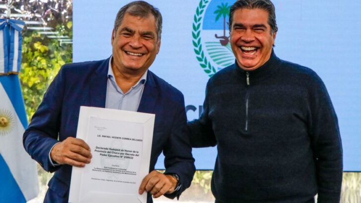 Capitanich recibió al expresidente ecuatoriano Rafael Correa