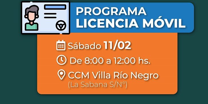 Licencia Móvil atenderá este sábado 11 en el CCM de villa Río Negro