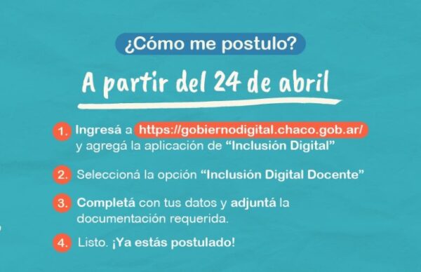 “Más Inclusión Docente Digital” desde el lunes 24 de abril