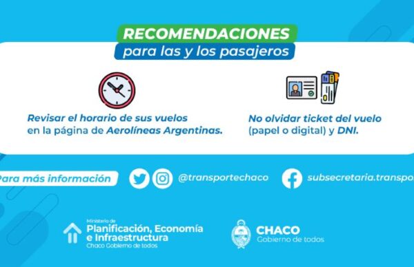 Gobierno informa que el servicio gratuito de transporte desde Resistencia hacia el aeropuerto de Corrientes funcionará hasta el lunes 29 de mayo 3