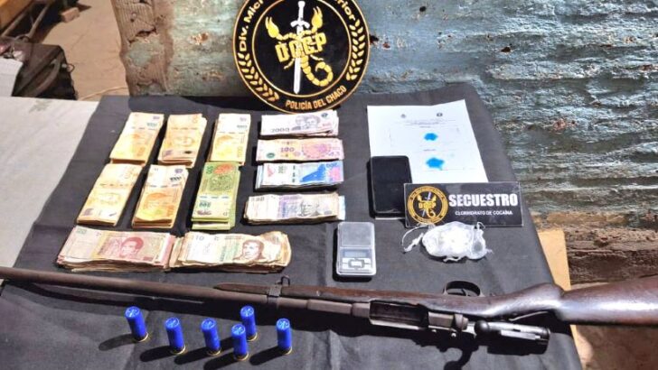 Presidencia de la Plaza: secuestran 300 mil pesos, cocaína y una escopeta