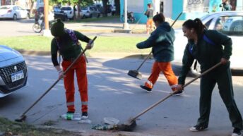 En el micro y macrocentro de Resistencia, el Municipio ejecuta trabajos de saneamiento que incluyen desmalezado