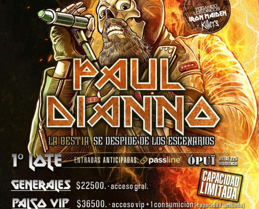 Paul Di’Anno, ex Iron Maiden, este viernes en Resistencia