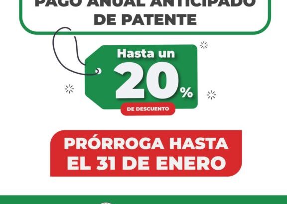 Pago anual de patente: hasta el 31 de enero de 2024