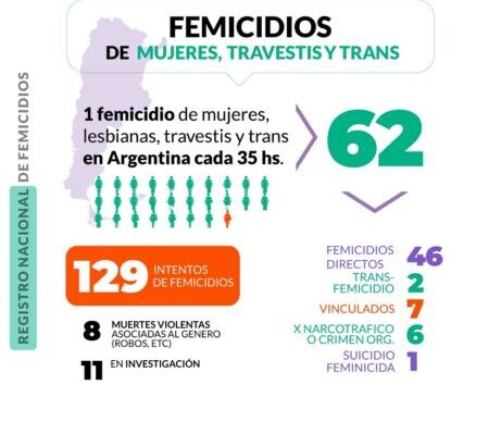En lo que va de 2024, ocurrieron 62 femicidios en Argentina 2