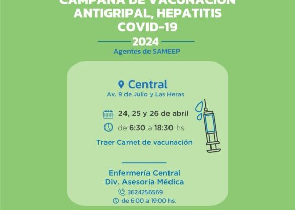 Campaña Antigripal 2024: Sameep pone a disposición de los empleados postas de vacunación